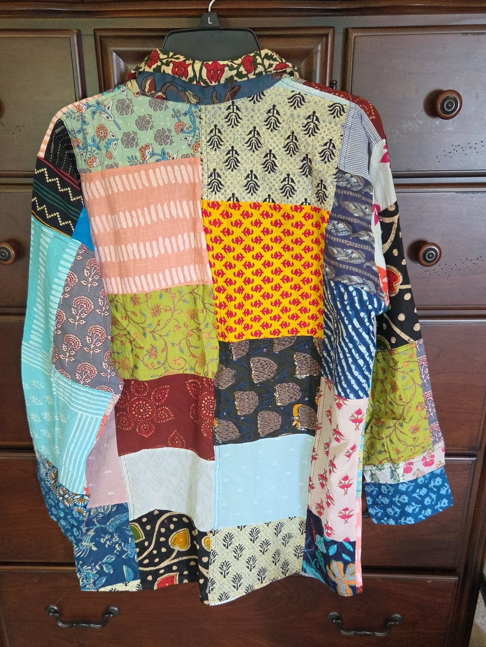 NWT, Colorful Patchwork Button-Up Shirt By White Waves, Sz. L - Picture 5 of 7